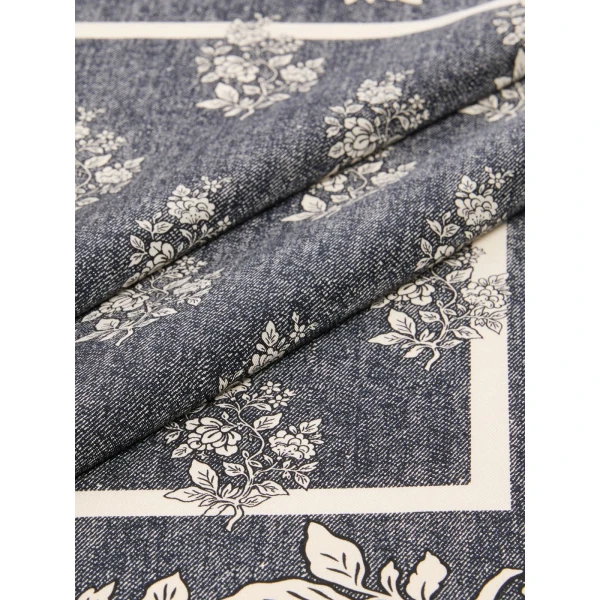 Max Mara Siam Printed Silk Twill Scarf in Midnight Blue | Scarves | Coveti