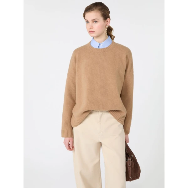 Max Mara Sibari Oversized Wool Jumper in Camel | Sweaters | Coveti