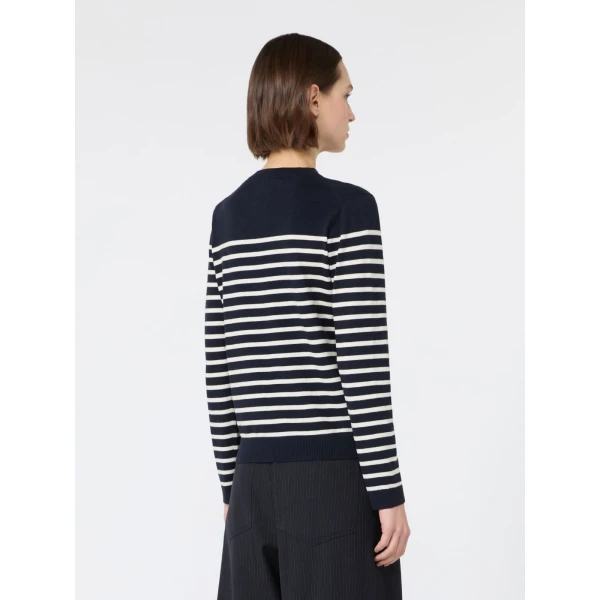 Max Mara Sicilia Silk and Wool Jumper in Navy | Sweaters | Coveti