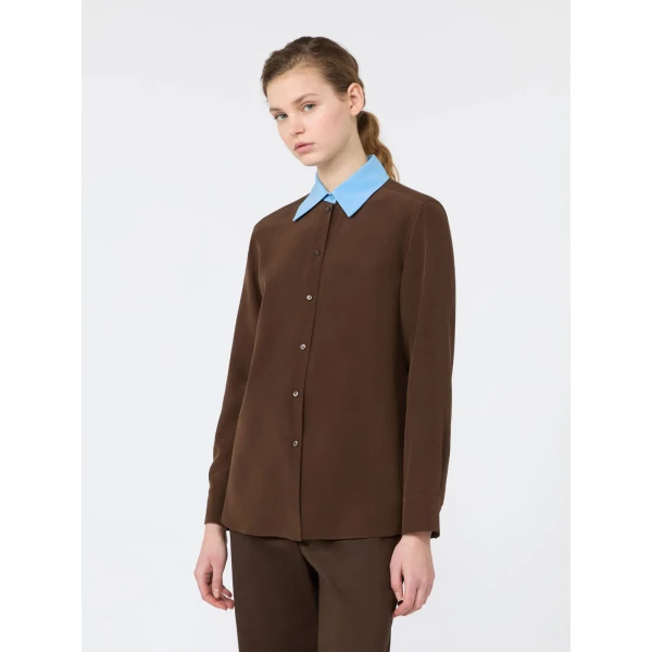 Max Mara Silk Crepe de Chine Shirt in Brown | Shirts | Coveti