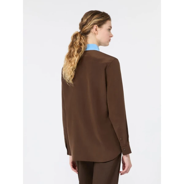 Max Mara Silk Crepe de Chine Shirt in Brown | Shirts | Coveti