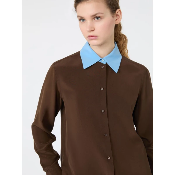 Max Mara Silk Crepe de Chine Shirt in Brown | Shirts | Coveti