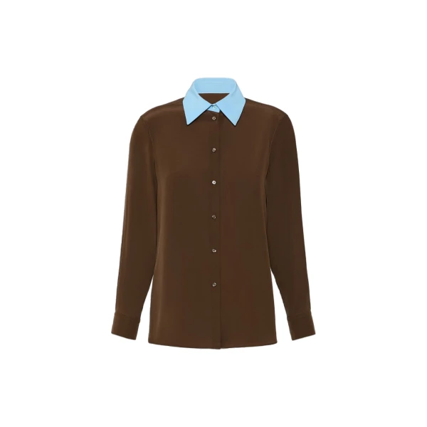 Max Mara Silk Crepe de Chine Shirt in Brown | Shirts | Coveti