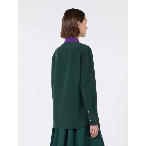 Max Mara Silk Crepe de Chine Shirt in Dark Green | Shirts | Coveti