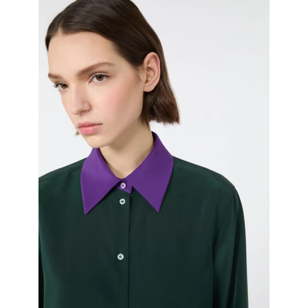 Max Mara Silk Crepe de Chine Shirt in Dark Green | Shirts | Coveti