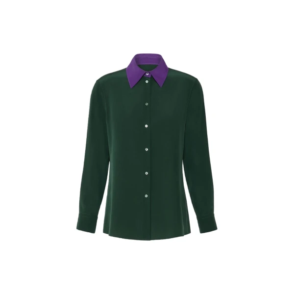 Max Mara Silk Crepe de Chine Shirt in Dark Green | Shirts | Coveti