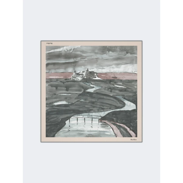 Max Mara Silk Twill Foulard in Beige | Scarves | Coveti