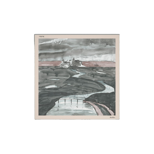 Max Mara Silk Twill Foulard in Beige | Scarves | Coveti