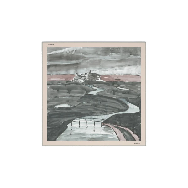 Silk Twill Foulard in Beige