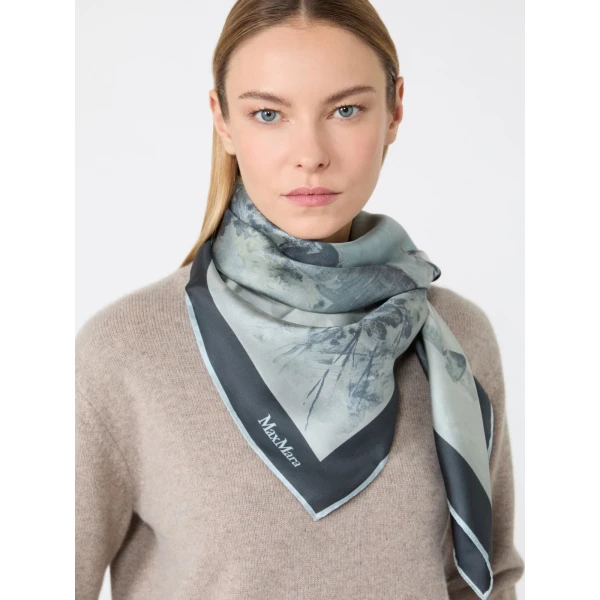 Max Mara Silk Twill Foulard in Midnight Blue | Scarves | Coveti