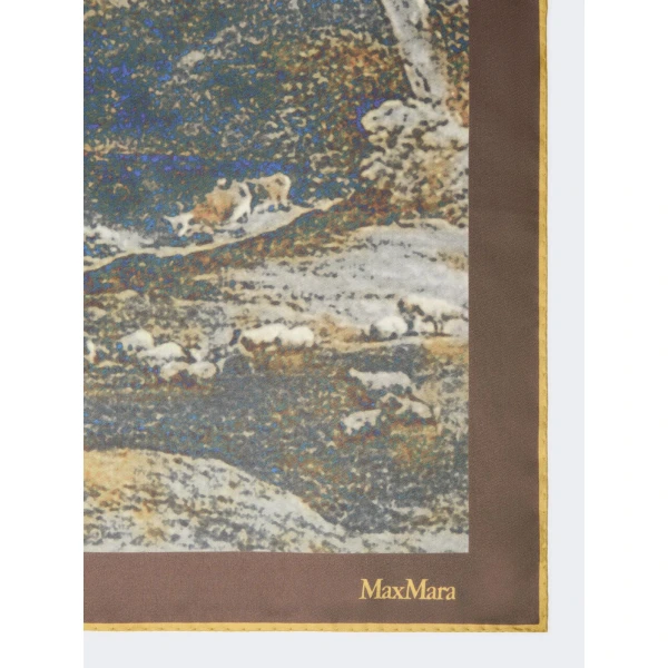 Max Mara Silk Twill Foulard in Shaded Brown Beige | Scarves | Coveti