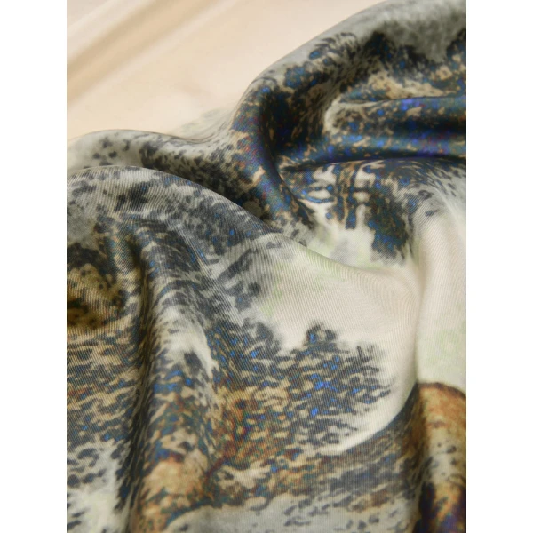 Max Mara Silk Twill Foulard in Shaded Brown Beige | Scarves | Coveti