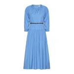 Max Mara Silvana Long Cotton Poplin Dress in Light Blue | Maxi Dresses | Coveti