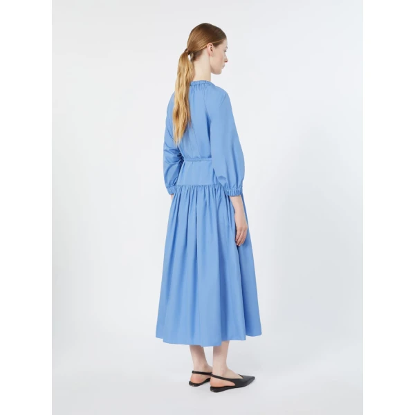 Max Mara Silvana Long Cotton Poplin Dress in Light Blue | Maxi Dresses | Coveti
