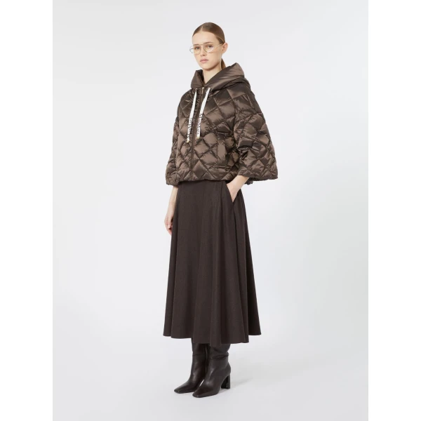 Max Mara Sisoft Cape-Style Water-Repellent Puffer in Brown | Jackets | Coveti