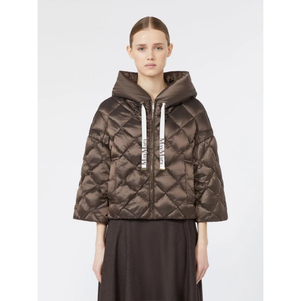 Max Mara Sisoft Cape-Style Water-Repellent Puffer in Brown | Jackets | Coveti