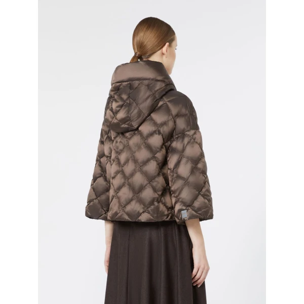 Max Mara Sisoft Cape-Style Water-Repellent Puffer in Brown | Jackets | Coveti