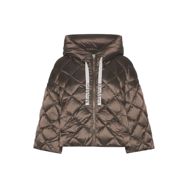 Max Mara Sisoft Cape-Style Water-Repellent Puffer in Brown | Jackets | Coveti