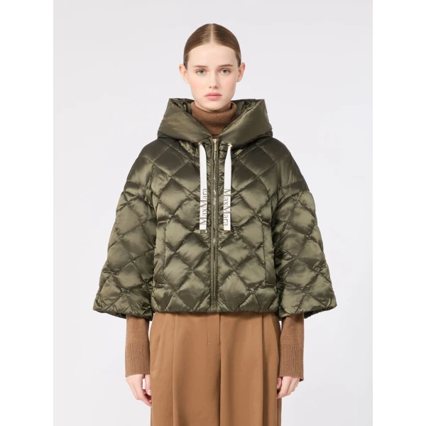 Max Mara Sisoft Cape-Style Water-Repellent Puffer in Moss Green | Jackets | Coveti