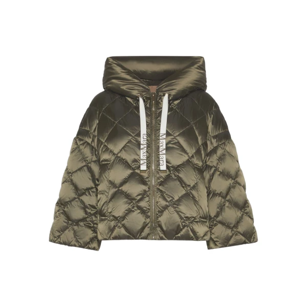 Max Mara Sisoft Cape-Style Water-Repellent Puffer in Moss Green | Jackets | Coveti
