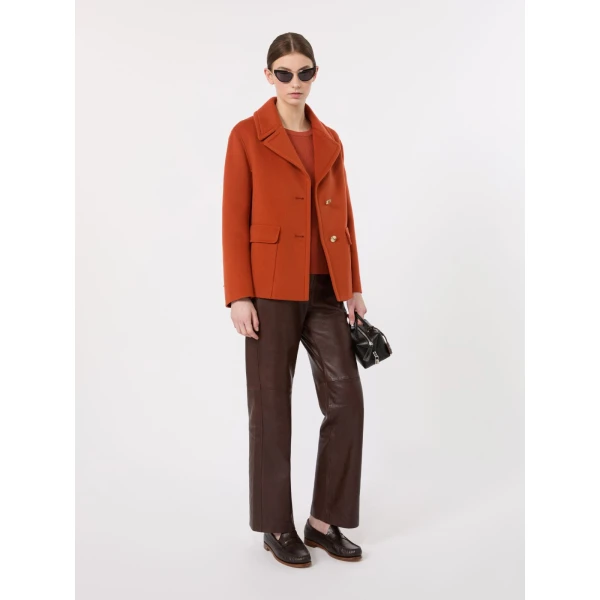 Max Mara Sissy Wool Drap Single-Breasted Jacket in Orange | Blazers | Coveti