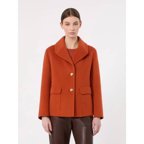 Max Mara Sissy Wool Drap Single-Breasted Jacket in Orange | Blazers | Coveti