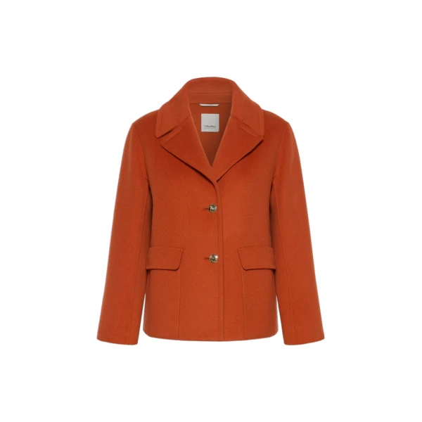Max Mara Sissy Wool Drap Single-Breasted Jacket in Orange | Blazers | Coveti