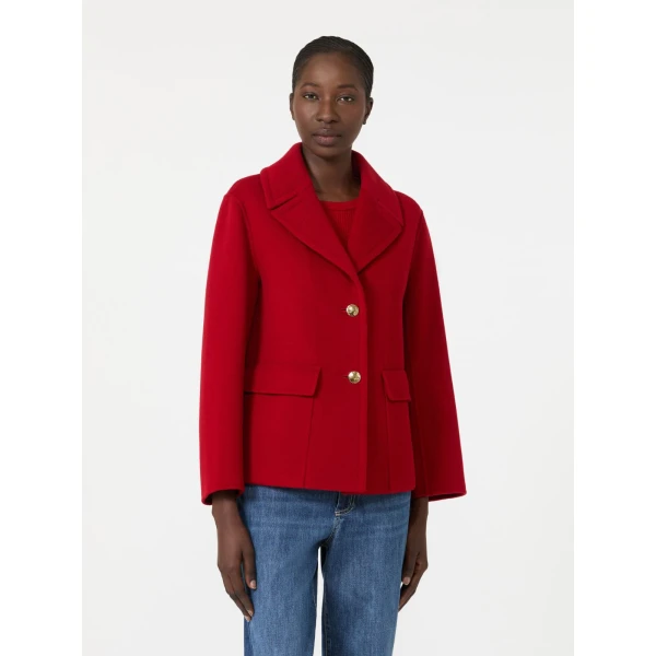 Max Mara Sissy Wool Drap Single-Breasted Jacket in Red | Blazers | Coveti