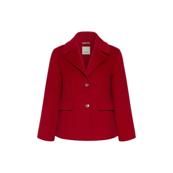 Max Mara Sissy Wool Drap Single-Breasted Jacket in Red | Blazers | Coveti
