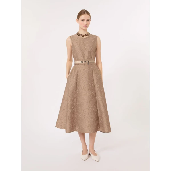 Max Mara Skipper Jacquard Midi Dress in Honey | Midi Dresses | Coveti