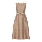 Max Mara Skipper Jacquard Midi Dress in Honey | Midi Dresses | Coveti