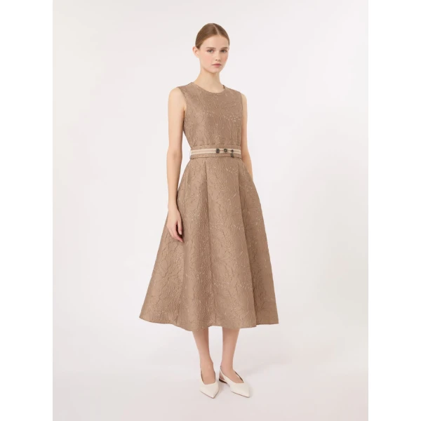 Max Mara Skipper Jacquard Midi Dress in Honey | Midi Dresses | Coveti