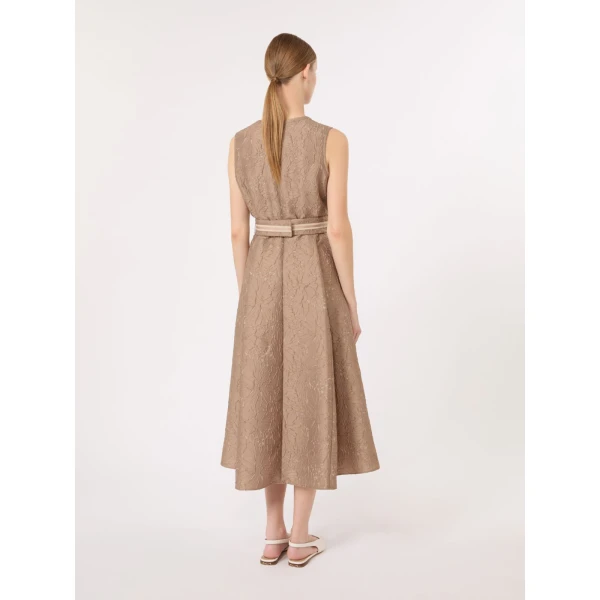 Max Mara Skipper Jacquard Midi Dress in Honey | Midi Dresses | Coveti