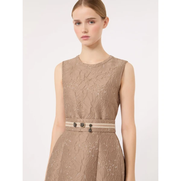 Max Mara Skipper Jacquard Midi Dress in Honey | Midi Dresses | Coveti