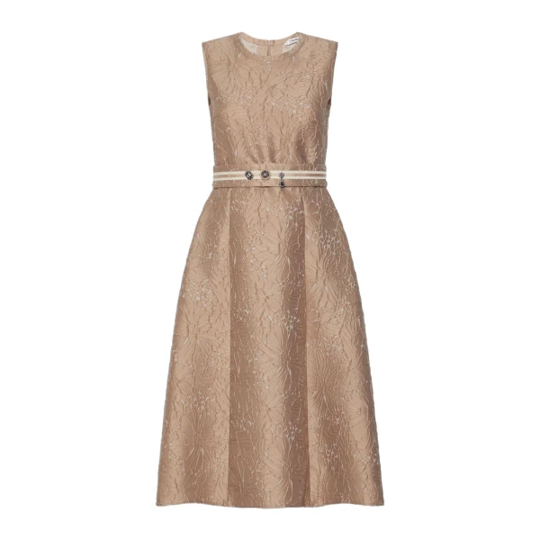 Max Mara Skipper Jacquard Midi Dress in Honey | Midi Dresses | Coveti