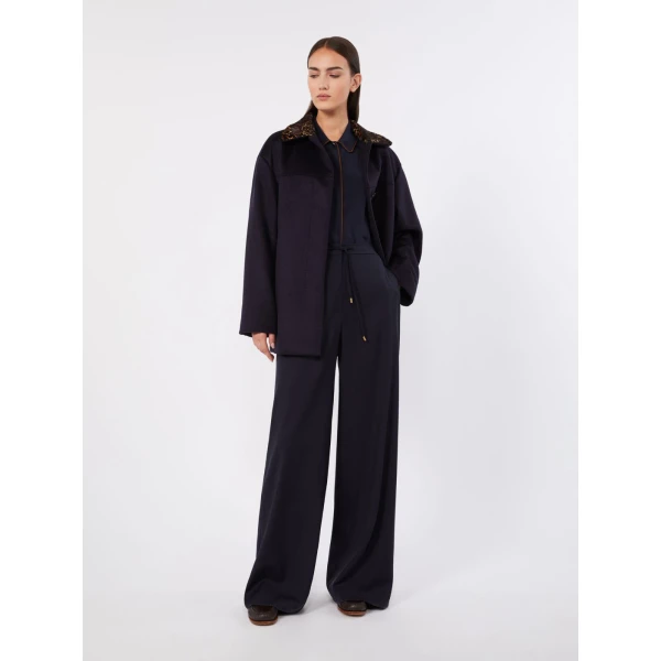 Max Mara Skipper Silk Crepe de Chine Shirt in Navy | Shirts | Coveti
