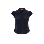 Max Mara Skipper Silk Crepe de Chine Shirt in Navy | Shirts | Coveti