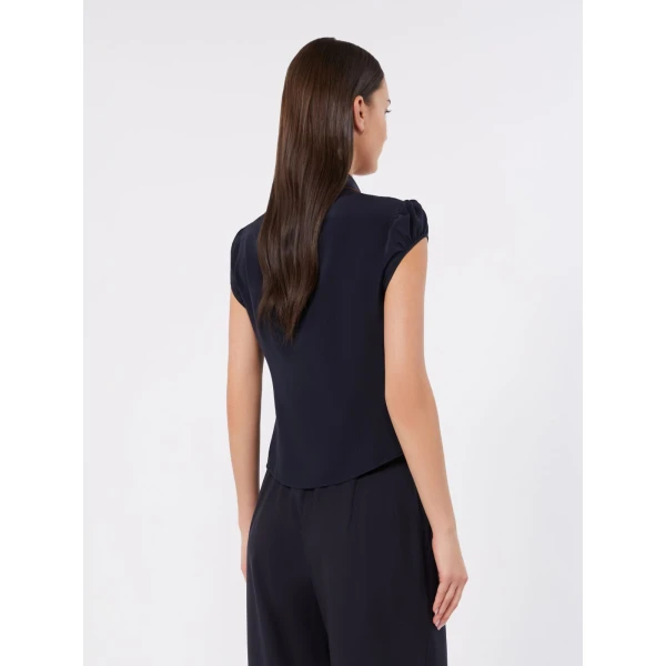 Max Mara Skipper Silk Crepe de Chine Shirt in Navy | Shirts | Coveti