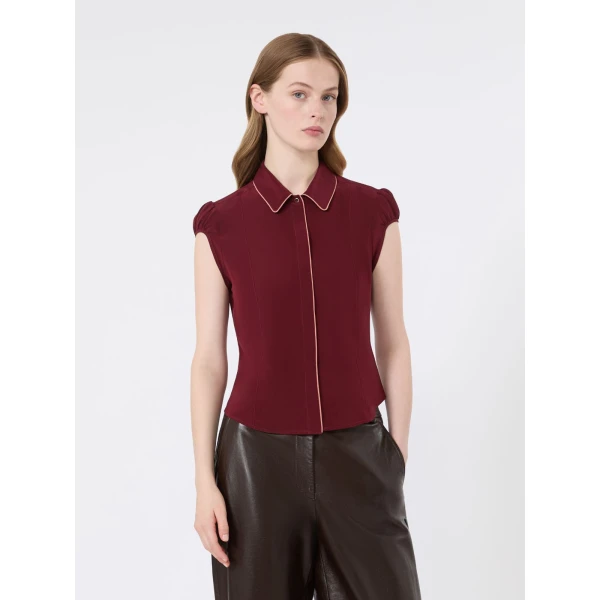 Max Mara Skipper Silk Crepe de Chine Shirt in Ruby | Shirts | Coveti