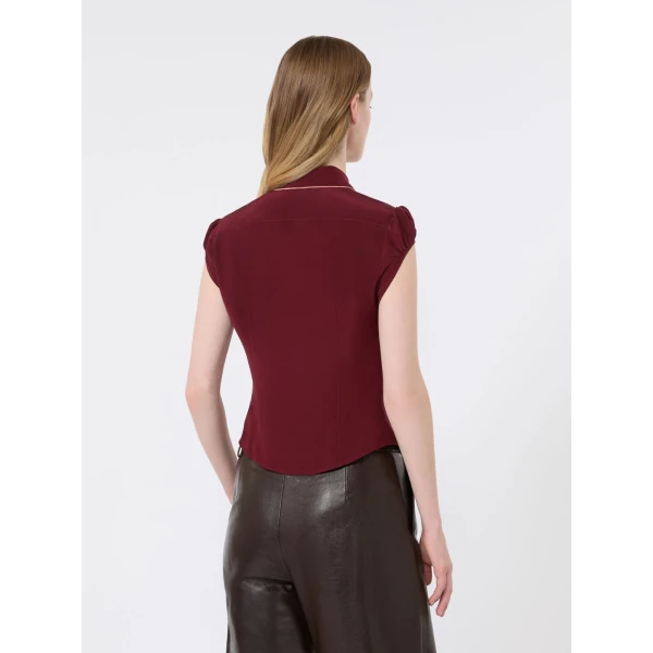 Max Mara Skipper Silk Crepe de Chine Shirt in Ruby | Shirts | Coveti