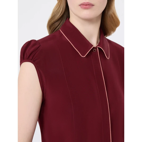 Max Mara Skipper Silk Crepe de Chine Shirt in Ruby | Shirts | Coveti