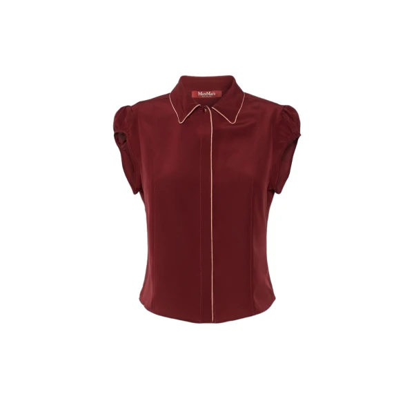 Max Mara Skipper Silk Crepe de Chine Shirt in Ruby | Shirts | Coveti
