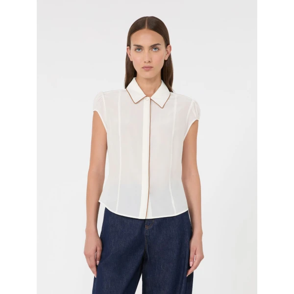 Max Mara Skipper Silk Crepe de Chine Shirt in Silk White | Shirts | Coveti