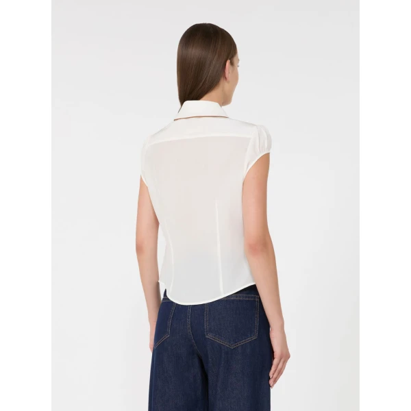 Max Mara Skipper Silk Crepe de Chine Shirt in Silk White | Shirts | Coveti