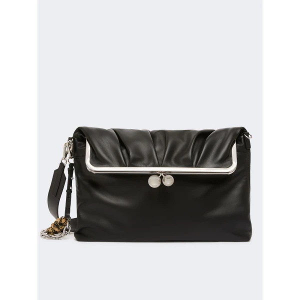 Max Mara Slalom Clutch Style Sheepskin Pasticcino Bag in Black | Clutch Bags | Coveti