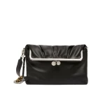 Max Mara Slalom Clutch Style Sheepskin Pasticcino Bag in Black | Clutch Bags | Coveti