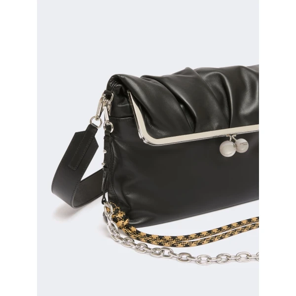 Max Mara Slalom Clutch Style Sheepskin Pasticcino Bag in Black | Clutch Bags | Coveti