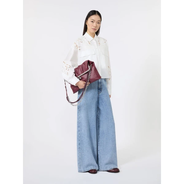 Max Mara Slalom Clutch Style Sheepskin Pasticcino Bag in Ruby | Clutch Bags | Coveti