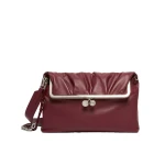 Max Mara Slalom Clutch Style Sheepskin Pasticcino Bag in Ruby | Clutch Bags | Coveti
