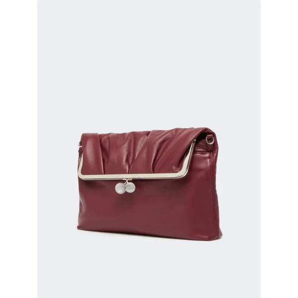 Max Mara Slalom Clutch Style Sheepskin Pasticcino Bag in Ruby | Clutch Bags | Coveti